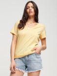 Superdry Slub Embroidered V-Neck T-Shirt, Sundress Yellow