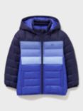 Crew Clothing Kids' Lightweight Colour Block Quilted Jacket, Dark Blue