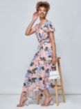 Jolie Moi Danica Floral Print Tiered Maxi Dress, Pink/Multi