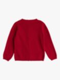 Trotters Kids' Wool Blend Cardigan with Velvet Bow Detail, Crimson
