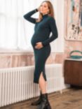 Seraphine Adair Ribbed Knit Maternity & Nursing Midi Dress, Green