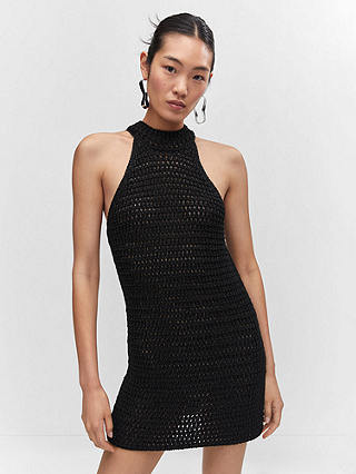Mango Hugo Knit Mini Dress, Black