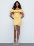 Mango Gaste Textured Mini Dress, Yellow