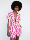 Mango Limon Swirl Print Linen Blend Shorts, Bright Pink/Multi