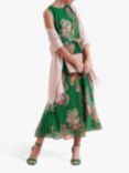 Pure Collection Pleated Midi Dress, Green/Multi
