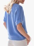 Pure Collection Organic Cotton Stitch Interest Knit Top, Summer Blue