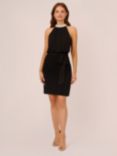 Adrianna Papell Faux Pearl Mock Neck Dress, Black