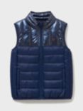 Crew Clothing Kids' Lightweight Mix Fabric Gilet, Navy Blue