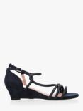 Moda in Pelle Yazmina Suede Wedge Heel Sandals, Navy