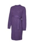 Mamalicious Svala Plain Knit Maternity Dress, Purple Melange