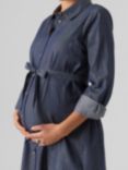 Mamalicious Natalia Denim Maternity & Nursing Shirt Dress, Medium Blue