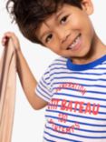 Petit Bateau Kids' Logo Stripe T-Shirt, Marshmallow/Perse