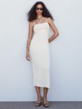 Mango Rejna Cross Back Knitted Midi Dress, White