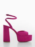 Mango Sou Platform Ankle Cuff Sandals, Bright Pink