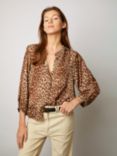 Gerard Darel Narin Animal Print Blouse, Camel/Multi