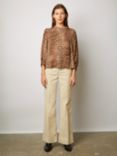 Gerard Darel Narin Animal Print Blouse, Camel/Multi