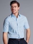 Charles Tyrwhitt Non-Iron Poplin Short-Sleeve Shirt, Sky Blue