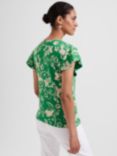 Hobbs Nessie Frill Sleeve Floral Top, Green/Multi