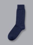 Charles Tyrwhitt  French Micro Dash Socks, Navy & White
