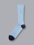 Charles Tyrwhitt Sky Cotton Rib Socks, Sky Blue