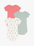 Petit Bateau Baby Print Short Sleeve Bodysuit, Pack of 3, Green/Multi