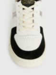 AllSaints Vix Low Top Leather and Suede Trainers, White/Black/Gunmetal