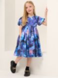 Angel & Rocket Kids' Lucia Galaxy Print Dress, Blue, Blue