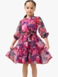 Angel & Rocket Kids' Belted Patchwork Dress, Pink