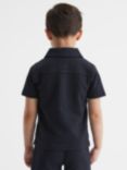 Reiss Kids' Creed Textured Half Zip Polo Shirt