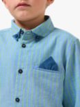 Angel & Rocket Kids' Kai Oxford Cotton Stripe Shirt, Blue