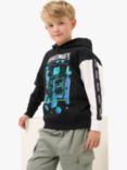 Angel & Rocket Kids' Minecraft Colour Block Hoodie, Black