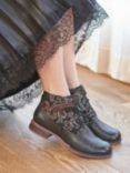 Josef Seibel Sanja 10 Paisley Leather Lace Up Ankle Boots, Black/Multi