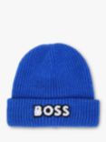 BOSS Kids' Wool Blend Logo Pull On Hat, Blue