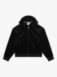 BOSS Kids' Embossed 'B' Logo Velvet Hooded Cardigan, Black
