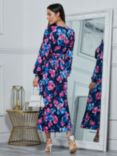 Jolie Moi Kamille Long Sleeve Maxi Dress, Navy/Multi, Navy/Multi