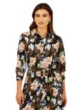 Mela London Floral & Animal Print Shirt Dress, Black