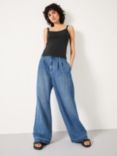 HUSH Lya Pleated Wide Leg Jeans, Mid Authentic