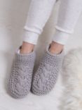 totes Chunky Knit Bootie Style Slipper Socks, Grey