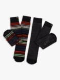 totes toasties Original Stripe Slipper Socks, Pack of 2, Black/Multi