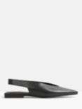HUSH Liah Slingback Pointed Leather Flats, Black