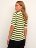 KAFFE Milo Short Sleeve Striped Sweatshirt, Calla Green/Chalk
