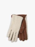 totes Leather and Borg Gloves, Cream/Tan