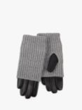 totes Leather Overlay Knit Trim Gloves, Grey/Black