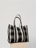 HUSH Gigi Check Textile Tote Bag, Black/Cream