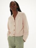 Whistles Ribbed Detail Cotton Cardigan, Ivory