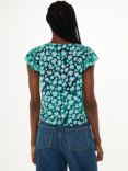 Whistles Floral Petal Frill Top, Green/Multi
