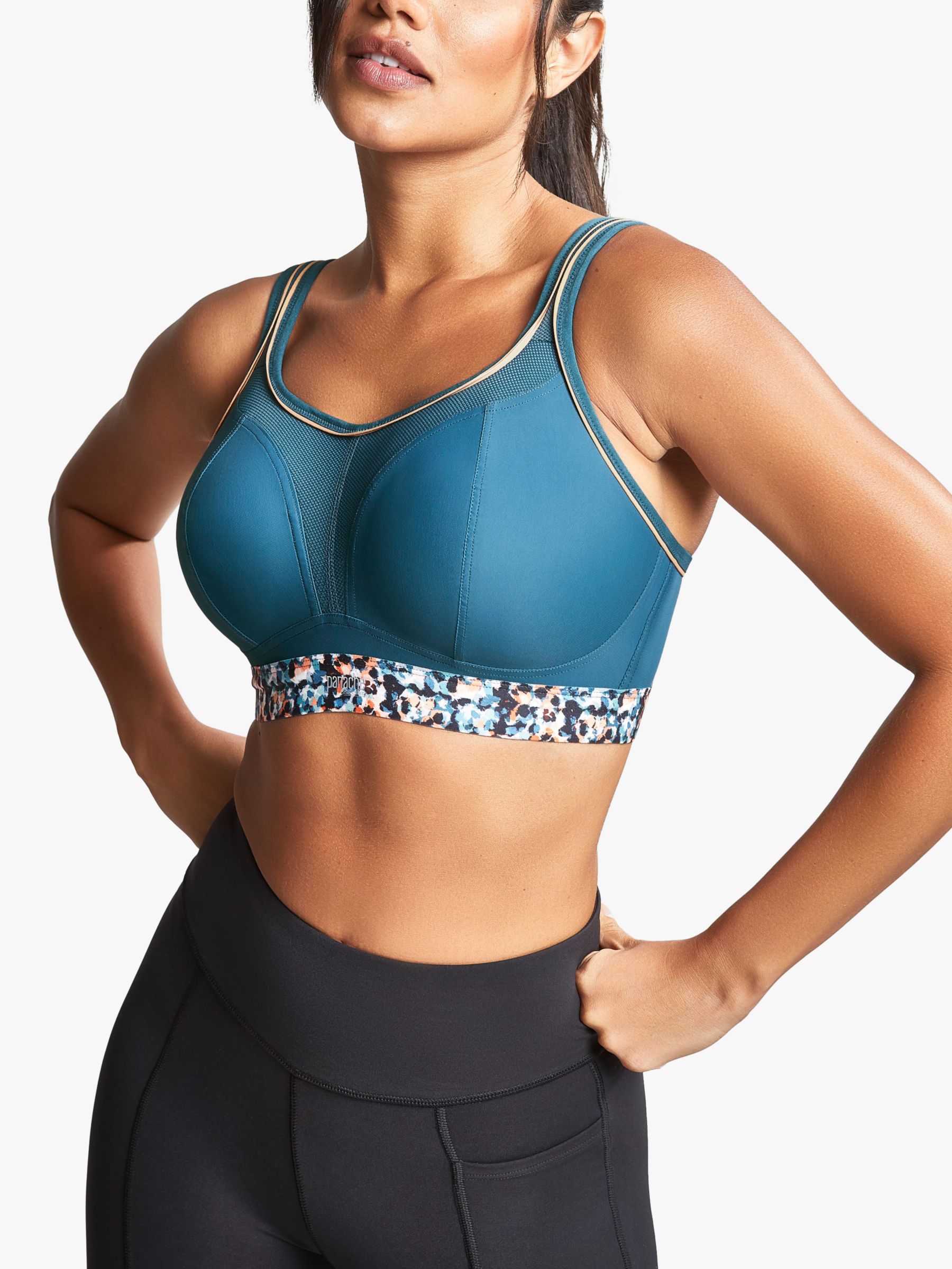 Panache Abstract Animal Print Non Wired Sports Bra, Blue/Multi at John Lewis  & Partners