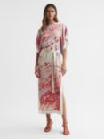 Reiss Lydia Floral Belted Midi Dress, Multi
