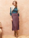 Brora Liberty Print Jersey Midi Skirt, Mulberry Leaves
