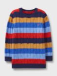 Crew Clothing Kids' Stripe Cable Knit Jumper, Multi/Red